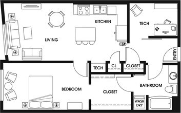 1 Bed/1 Bath Den-B1a 312 floor plan